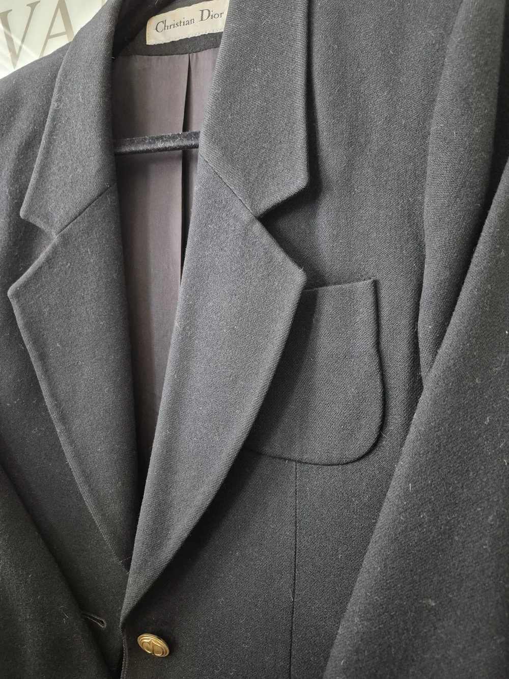 💕Dior VTG Black Wool Blazer with Gold CD Buttons - Size 4💕